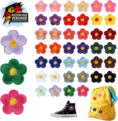 44 Stück Blume Flicken Zum Aufbügeln, Bügelflicken Kinder Erwachsene, Bügelbilde