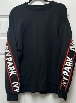 Ivy Park Beyonce унисекс монограмма ленты Crewneck черный толстовка размер маленький - Изображение 1 из 3