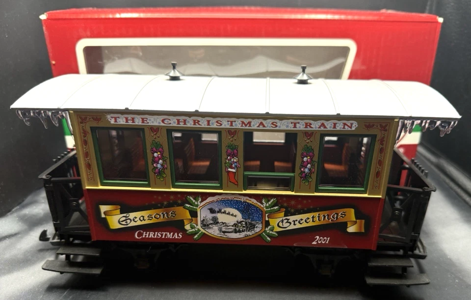 LGB 33075 CHRISTMAS TRAIN SEASONS GREETINGS 2001 PASSENGER CAR G SCALE IN BOX - Image 1 of 4
