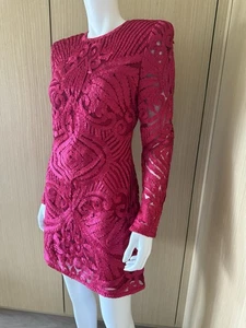 Naeem Khan Red Ribbon Mini Dress Open Back 10 NWT - Picture 1 of 11