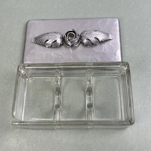 Vintage Trade Continental Hand Wrought Silverlook Divided Glass Dish With Lid - Picture 1 of 6