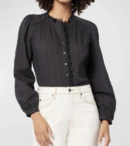 Joie Alain Lace-Trim Swiss Dot Shirt Size XS New $178 - Picture 1 of 5