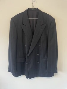 Ermenegildo Zegna Black Double Breasted Pinstripe Blazer With Defect | Size 56 - Picture 1 of 9