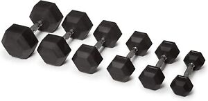 Hex dumbbells rubber gym weights encased hexagonal 7.5kg/10kg/15kg Single & Sets