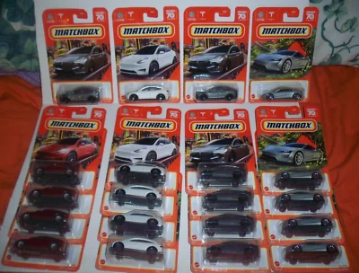 2022 MATCHBOX TESLA MODEL X  white + Blue Model Y Red Lot Of 20 - Image 1 of 4