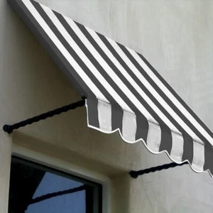 Awntech 5-Feet Santa Fe Awning, 24-Inch Height by 12-Inch Diameter, Gray/White - Picture 1 of 4