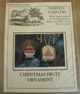 Barrick Samplers Cross Stitch Pattern Christmas Fruit Ornament Fruit Basket - Image 1 of 3