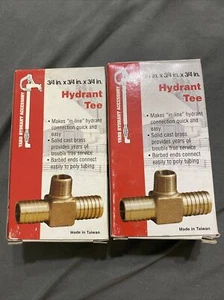Lot Of 2 NEW ProPlumber Brass Hydrant Tee  3/4" x 3/4" x 3/4" solid cast brass - Picture 1 of 2