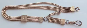 Antique Men's Rose Gold Filled Triple Slide Rope Chain Pocket Watch Fob Charm  - Picture 1 of 12