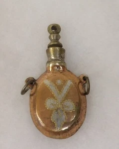 Antique French Brass Perfume Bottle Flask Pendant - Picture 1 of 2