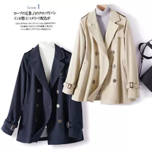 Womens Lapel Collar Double Breasted Trench Coats Overcoat Fashion Spring British - Picture 1 of 26