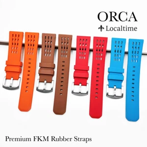 ORCA FKM Rubber Dive Watch Straps With Quick Release Bars In 7 Colours 20mm-22mm - Picture 1 of 20