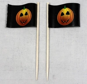 Party-Picker Halloween Kürbis 50 Stk. Dekopicker Käsepicker Flagge Food - Bild 1 von 1