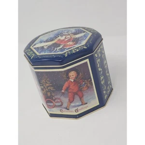 The Tin Box Company Of America Small Octogon Christmas Tin By Wood River - Picture 1 of 11