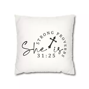 Mothers Day Bible Verse Faux Suede Pillowcase, Strong Woman Home Decor - Picture 1 of 13