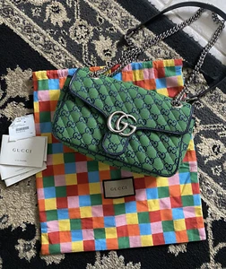 Authentic Gucci Marmont Green Canvas GG Bag Crossbody - Picture 1 of 11