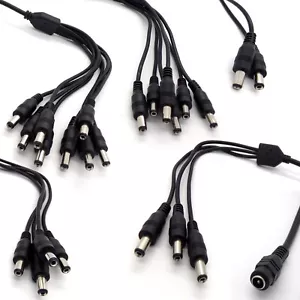 Cable divisor de alimentación de CC para cámara de CCTV 12V 2,1 mm hembra a 2/3/4/5/6/8 vías macho - Imagen 1 de 18