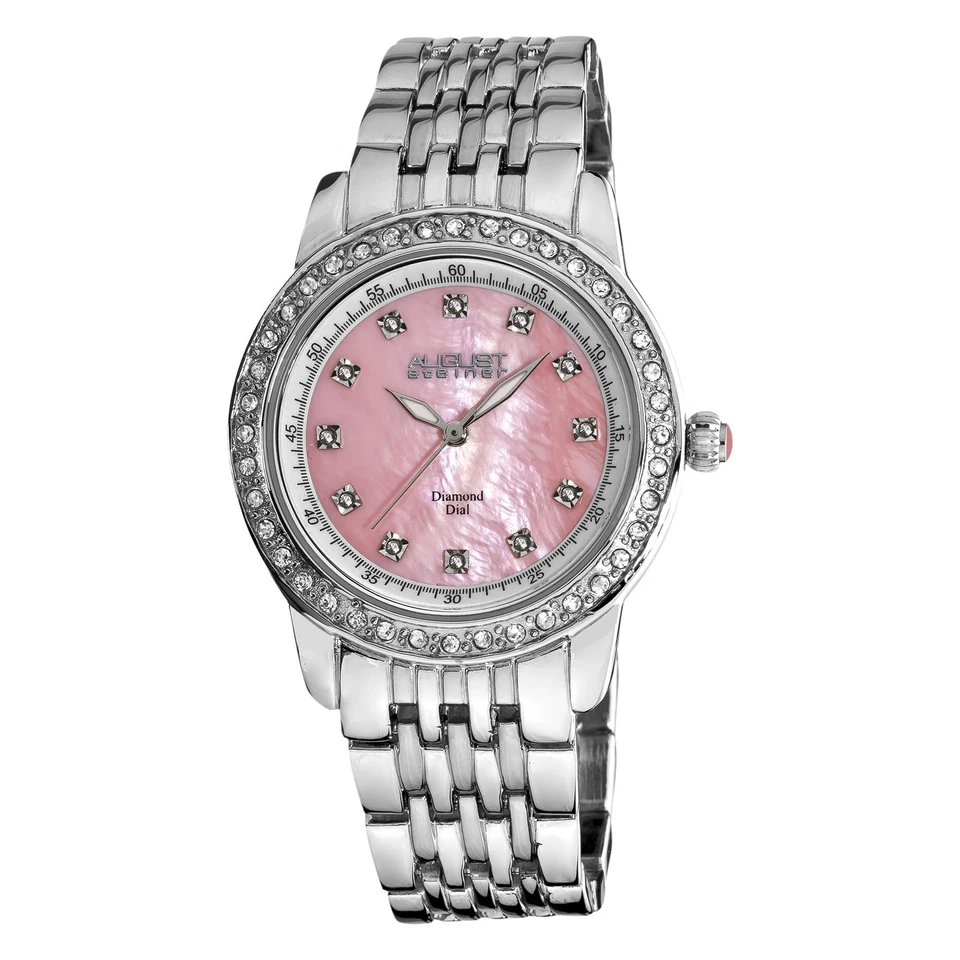 Women's August Steiner AS8045PK Genuine Diamond Dial Marker Crystal Bezel Watch - Image 1 of 1