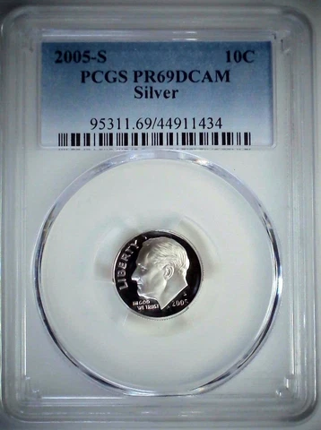 2005-S 10C Roosevelt Dime  PCGS PR69DCAM 90% Silver 23ato0219 Cover