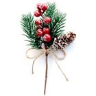 Red Berry Stems Pine Branches Evergreen Christmas Berries Decor 8 Pcs8234