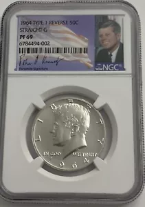 1964 NGC PF69 PROOF TIPO 1 DRITTO G ARGENTO KENNEDY MEZZA MONETA JFK FIRMA 50C - Foto 1 di 3