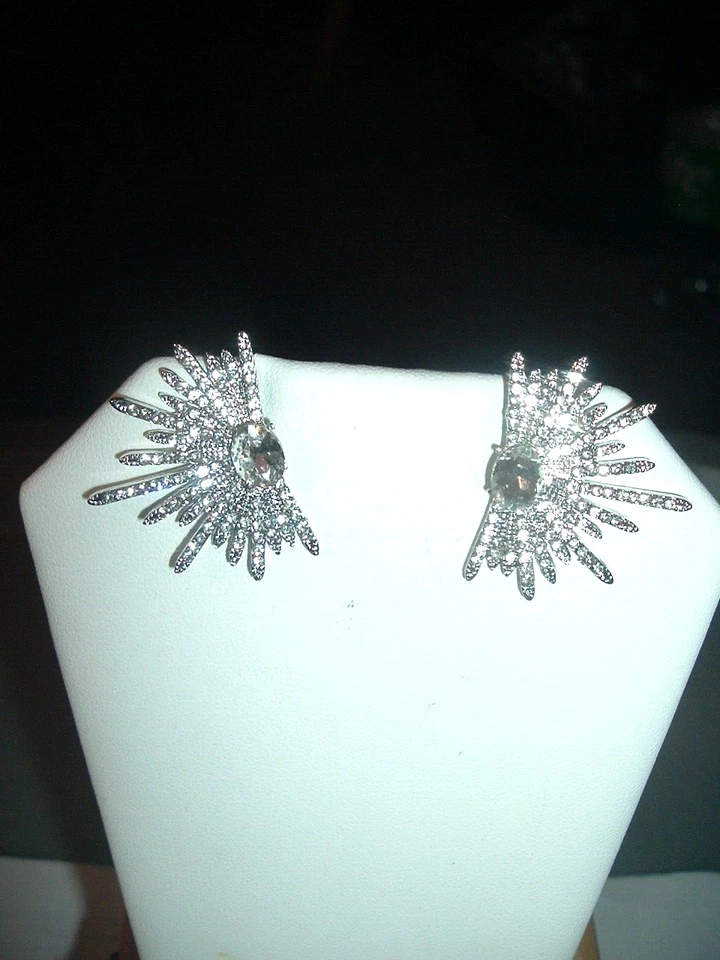 RESUMEN Edgy Spikes Cristal FORMA MEDIO SOL Betsey Johnson PENDIENTES Perforados Foto 1 de 4