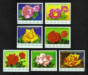 Equatorial Guinea 1979 Roses complete set of 7 IMPERF. values (Mi 573B-579B) MNH - Picture 1 of 1