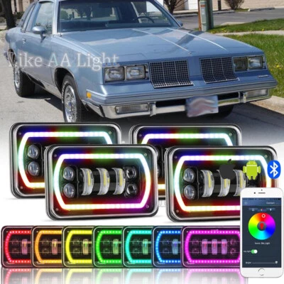 Faro LED RGB de 4x6" haz alto/bajo para Oldsmobile Cutlass Suprem 1980-1988 4 un. Foto 1 de 4