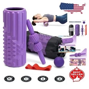 Complete 5-in-1 Muscle Roller Set - Travel Friendly Massage Solutions in Purple - Picture 1 of 9