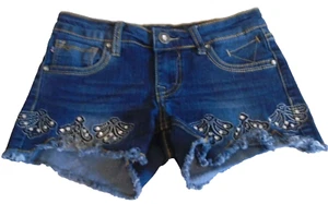 Vigoss Jeans The Jagger Jean Shorts Big Girl's Size 8 Frayed Hem Embellished - Picture 1 of 10