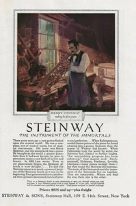1923 STEINWAY Vintage Print Advert HENRY STEINWAY making his first piano! - Picture 1 of 1