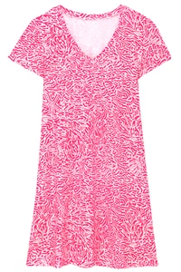 Women's Dress - Pink Red Printed Dress - T-shirt Dress - Small - Jersey Cotton - Picture 1 of 3
