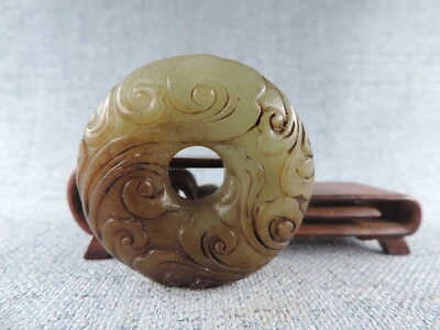 Antiguo colgante chino tallado a mano de escultura de jade hetiano natural Foto 1 de 4