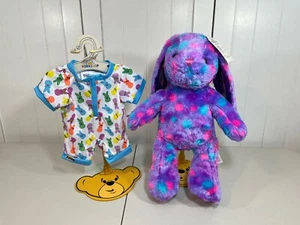 π NUOVO peluche Build a Bear viola a pois coniglietto coniglio con pigiama Peeps Sleeper - Foto 1 di 7