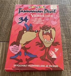 Looney Tunes Tasmanian Devil Taz Valentine Cards 34 Vintage 1996 SEALED