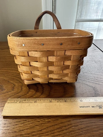 Longaberger 1995 Small Hanging Basket with Leather Strap And Protector Cover
