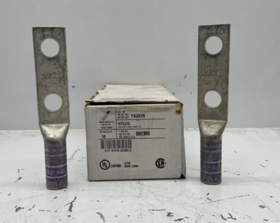 NEW BURNDY YA282N COMPRESSION LUG 2-HOLE 4/0 AWG TIN-PLATED 1/2" STUD PURPLE - Image 1 of 4