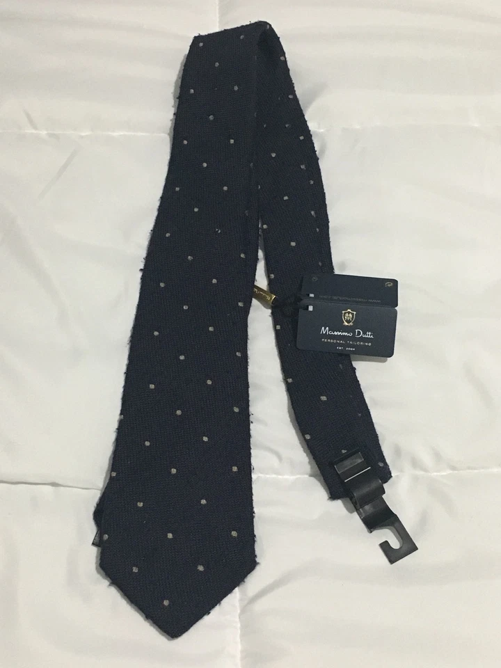 Corbata Massimo Dutti Edición Limitada Hecha en Italia Azul Lunares Seda Cuello Nueva con Etiquetas 3x58 Foto 1 de 4