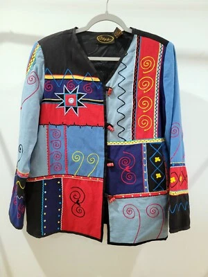 ARTSY Alex Kim Chaqueta Bordada de Encaje Cuentas de Vidrio Palanca Espejo Apliques Pequeña Foto 1 de 4