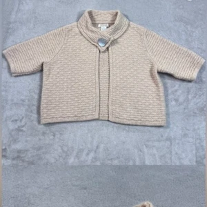 Kenar 100% Cashmere 1950s Style Crop Short Sleeve Cardigan Shrug Sweater size M - Picture 1 of 3