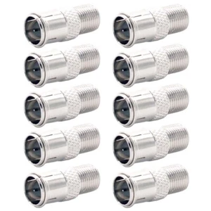 10x F-Type Male to Female Quick-Push-On Adapter Coaxial Cable Connector Nickel - Picture 1 of 6