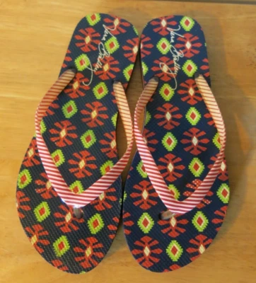 Chanclas Vera Bradley para mujer talla 7-8 estampado de Sun Valley sandalias de tanga geométricas Foto 1 de 4