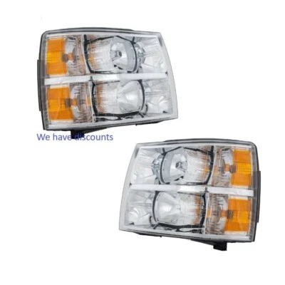 Juego de faros halógenos para Chevy Silverado 1500 2007-2013 con par de bombillas CAPA Foto 1 de 4