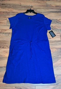 Ellos Womens Drawstring Waist T Shirt Dress Size 14/16 Blue Casual Comfort NWT - Picture 1 of 10