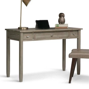 Pemberly Row Wood Transitional 48" Writing Office Desk in Gray - Picture 1 of 7