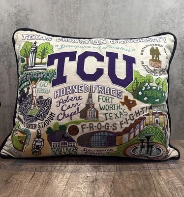 Catstudio TCU Embroidered College Pillow Texas Christian University Horned Frogs - Image 1 of 4