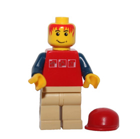 LEGO City Airport cty0084 Service Man Red Shirt 3 Silver Logos