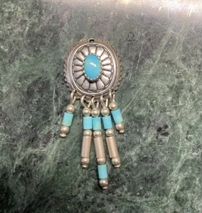 Vintage Türkis Sterlingsilber Navajo Charm oder kleiner Anhänger Traumfänger Repur - Bild 1 von 4