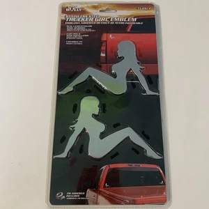 Trucker Girl 2 Pack Stainless Steel Emblem 3D Stick On Chrome Decal NEW - Picture 1 of 6