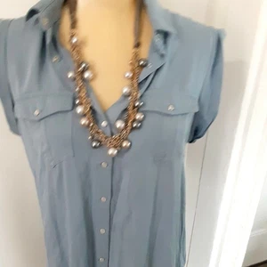 Chico's goldfarbene Kette Halskette Kunstperlen Band Borte 26" Spaß Freizeit Karriere - Bild 1 von 2